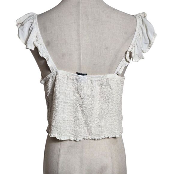 Wild Fable Off White Ruffled Crop Top - Picture 2 of 7